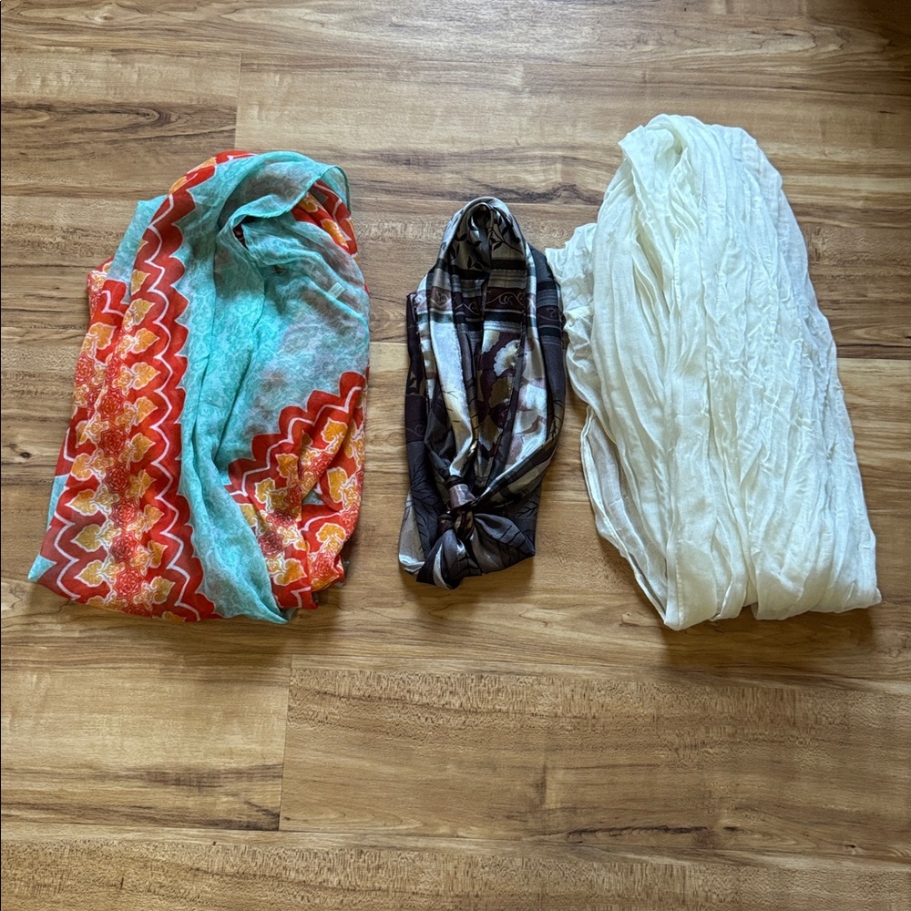 3 scarves.